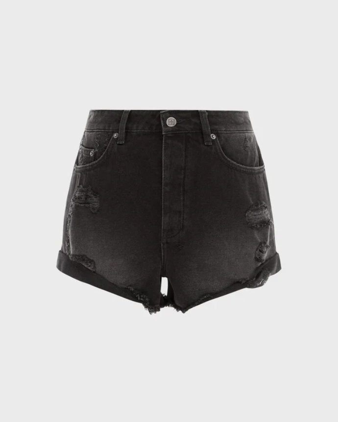 KSUBI Rolling Out Short Trashed Black Denim RUMOR